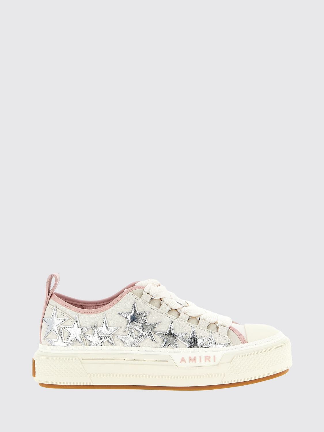 Amiri Stars Court Low Laminated Leather and Glitter Sneakers