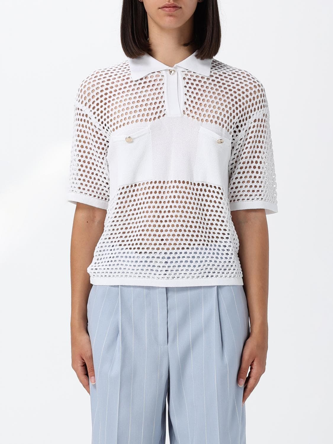 Actitude Twinset Mesh Viscose Polo Shirt · L