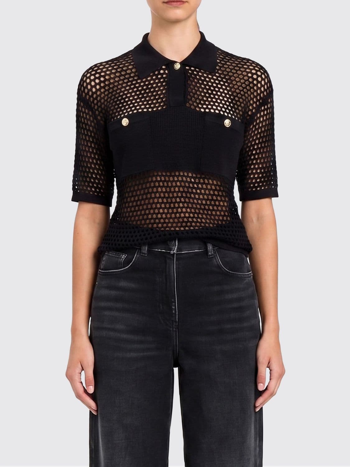 Actitude Twinset Mesh Viscose Polo Shirt · L