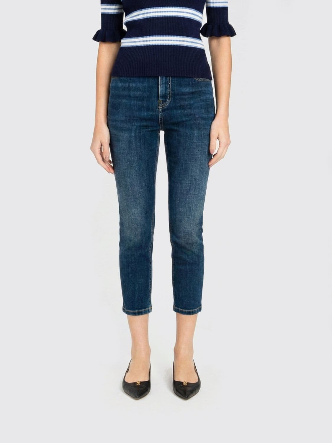 Twinset Stretch Denim Cropped Fit Jeans