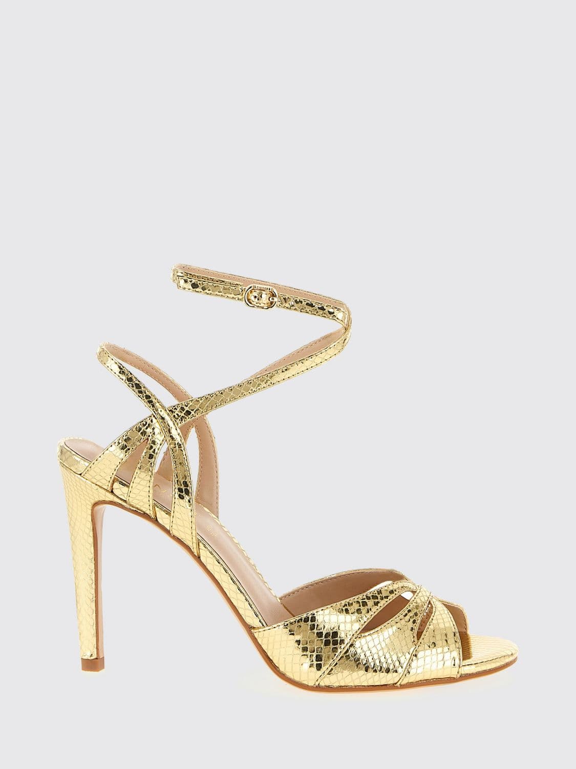 Twinset Laminated Leather Python Print Sandals