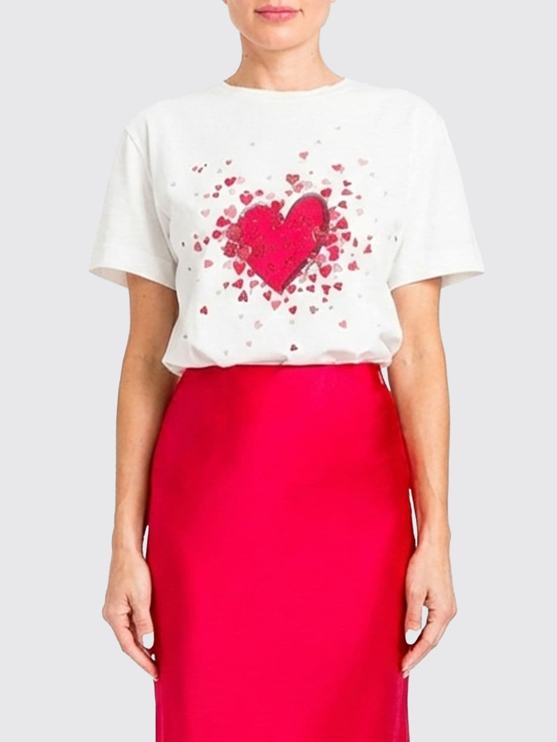 Actitude Twinset Cotton T-shirt with Heart Print
