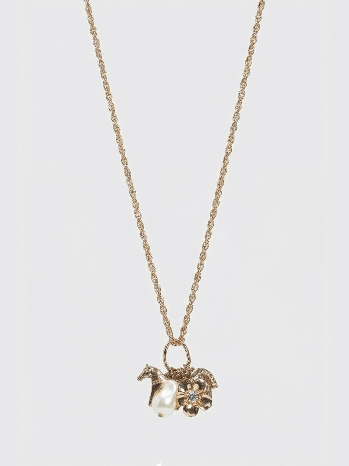 Twinset Brass Necklace with Pearls and Crystals
