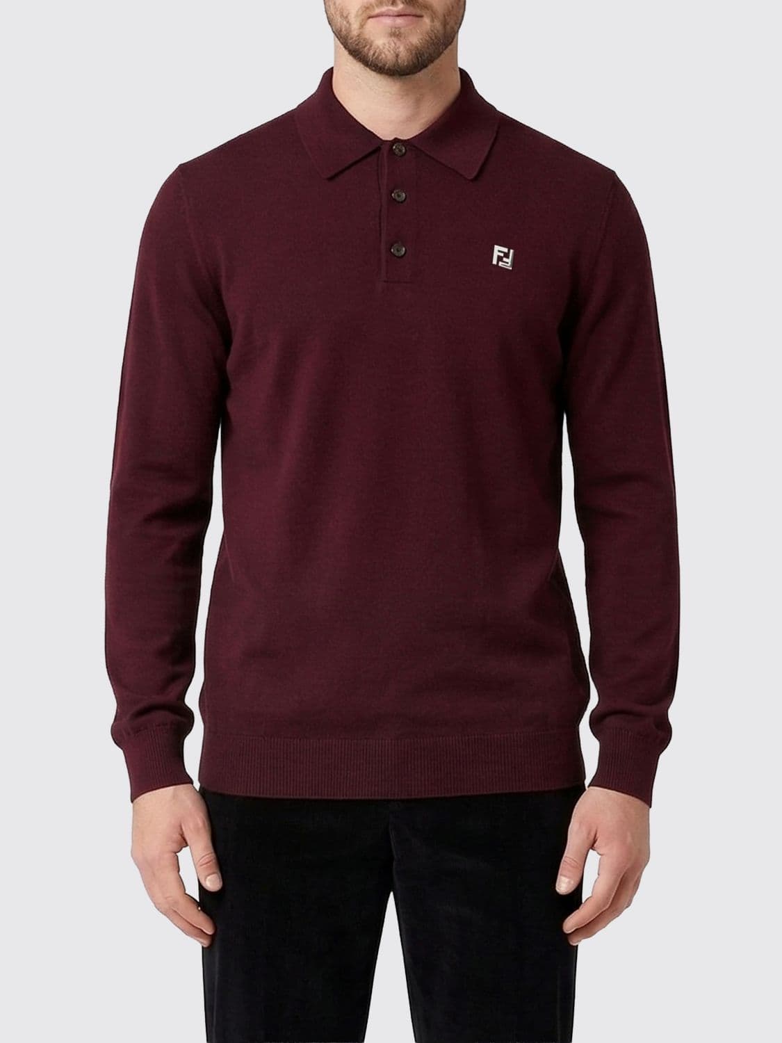Fendi FF Logo Wool Knit Polo