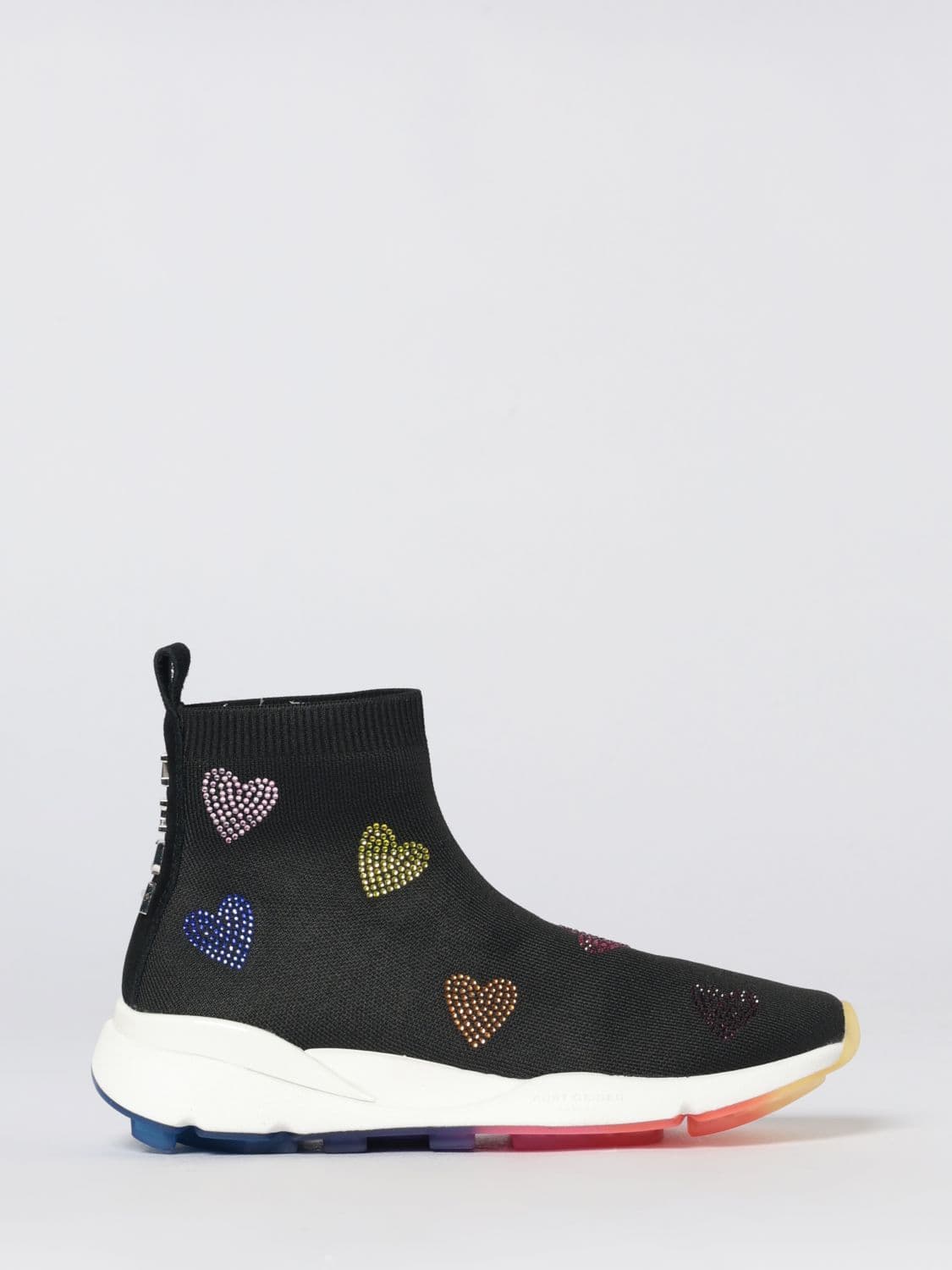 Kurt Geiger London Stretch Knit Sneakers with Heart Rhinestones