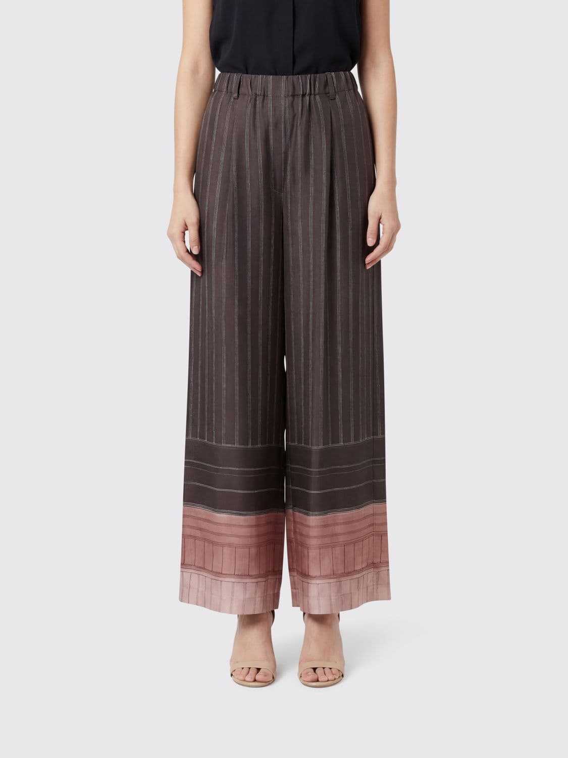 Alysi Striped Silk Palazzo Trousers