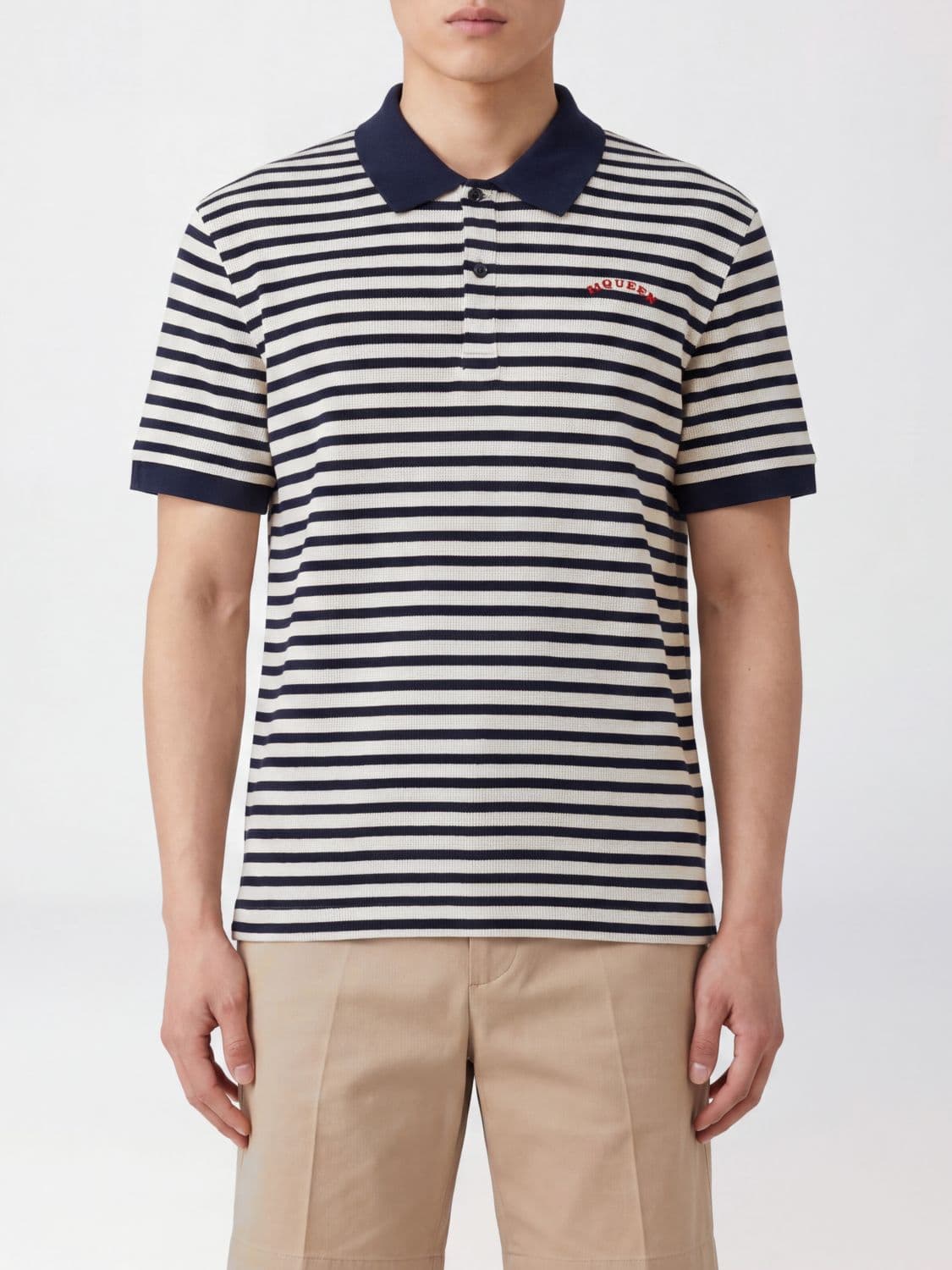 Mcqueen Striped Cotton Polo Shirt · L