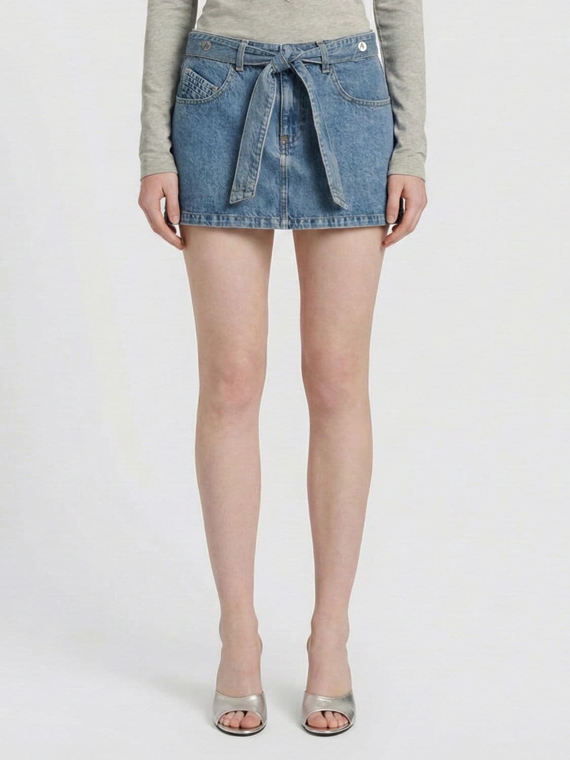 The Attico Cotton Denim Mini Skirt