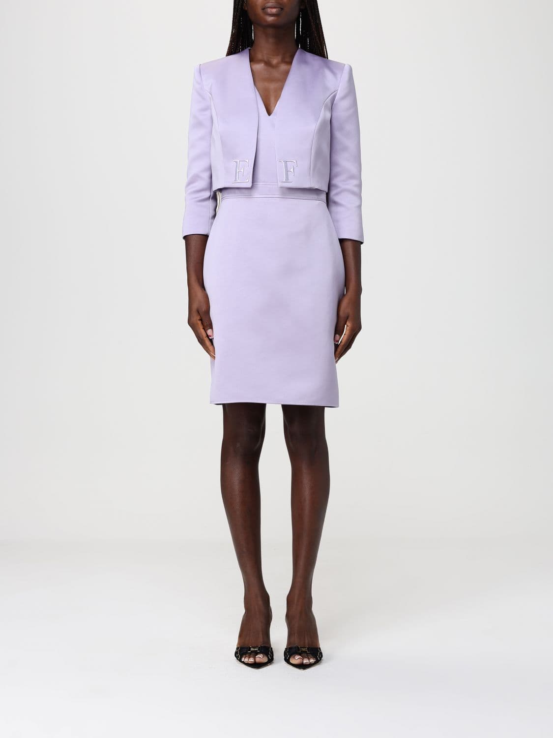 Elisabetta Franchi Duchesse Dress with Crop Jacket
