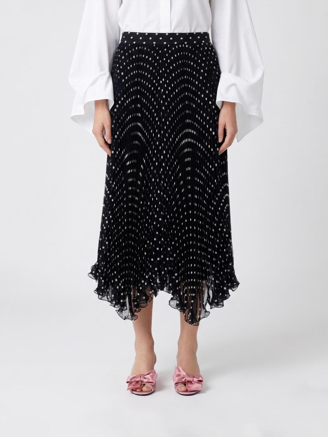 Valentino Polka Dot Silk Midi Skirt