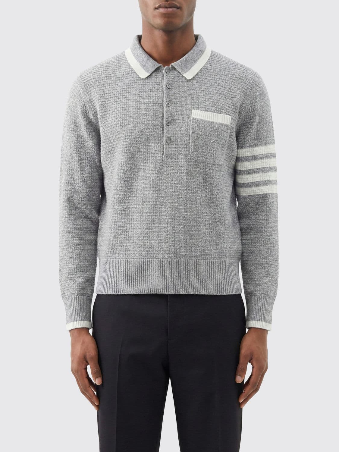 Thom Browne Linen and Cotton Knit Polo Shirt