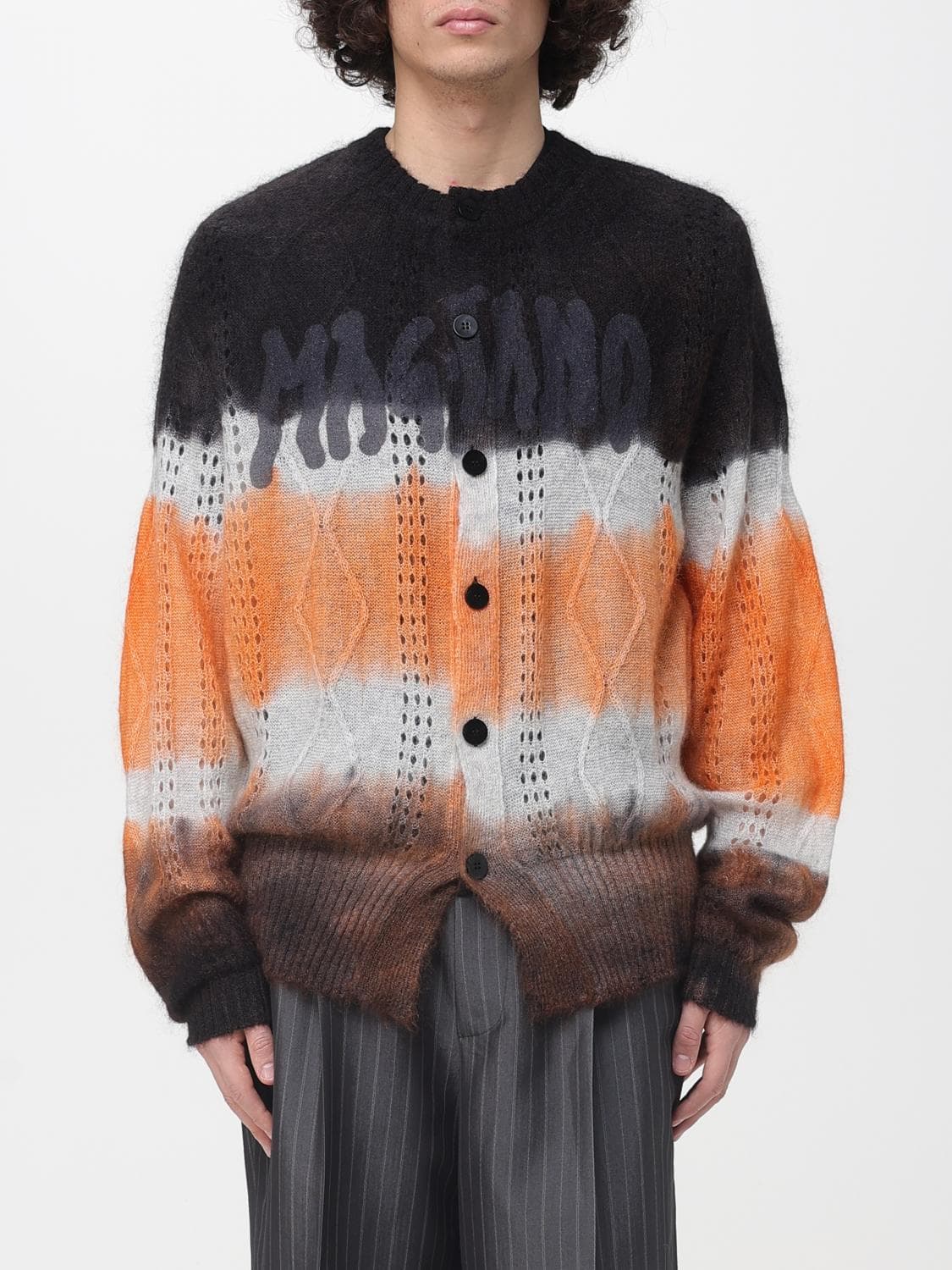 Magliano Striped Mohair Wool Blend Cardigan