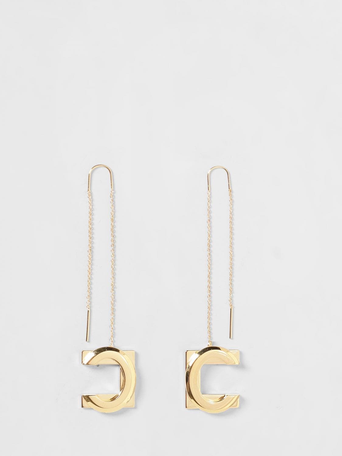 Elisabetta Franchi Brass Logo Earrings