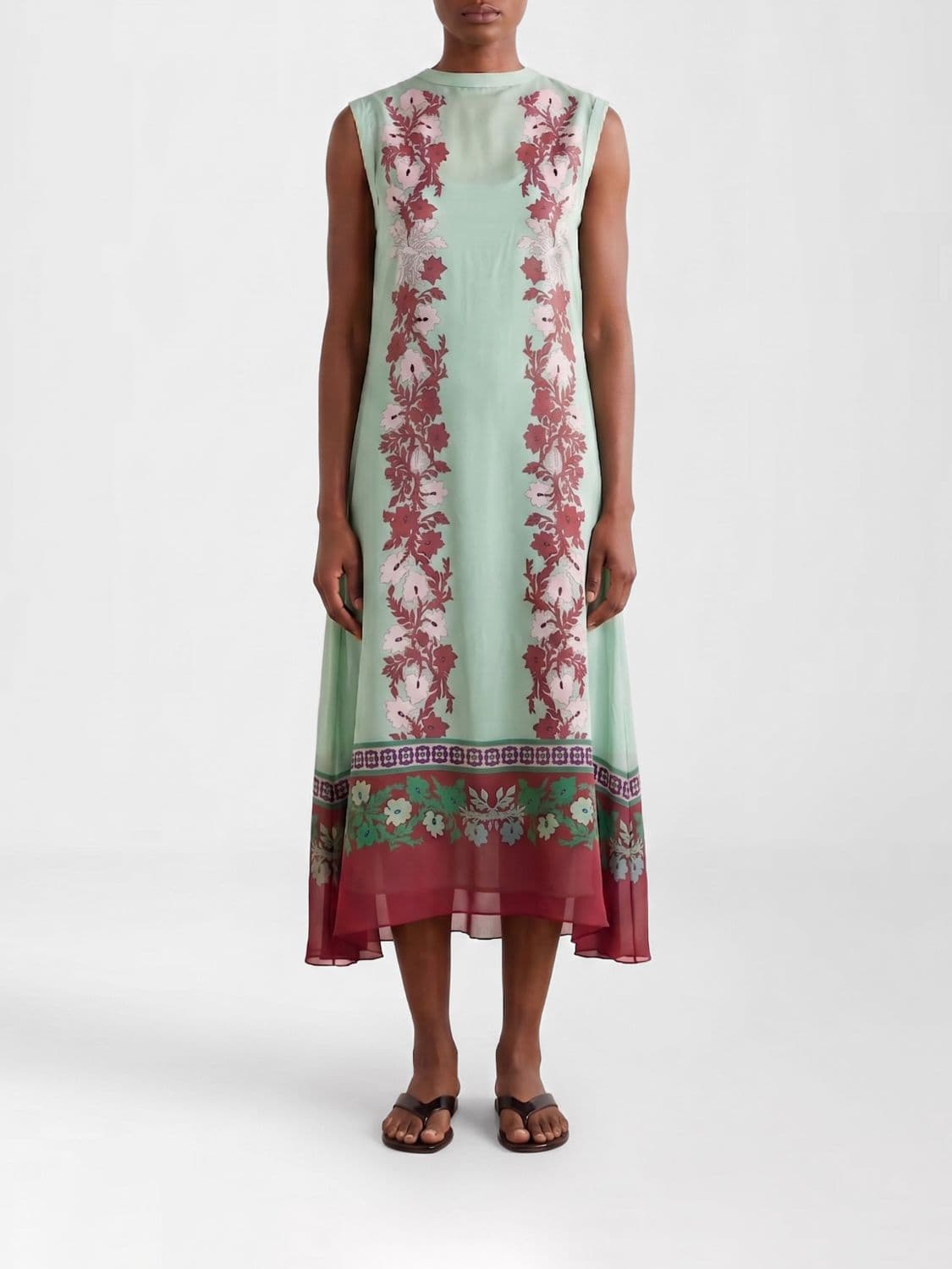 La Doublej Maria Floral Print Silk Midi Dress