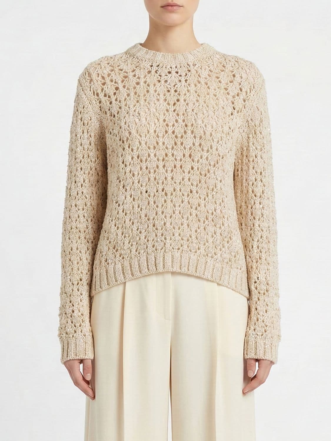 Fabiana Filippi Perforated Cotton Blend Sweater