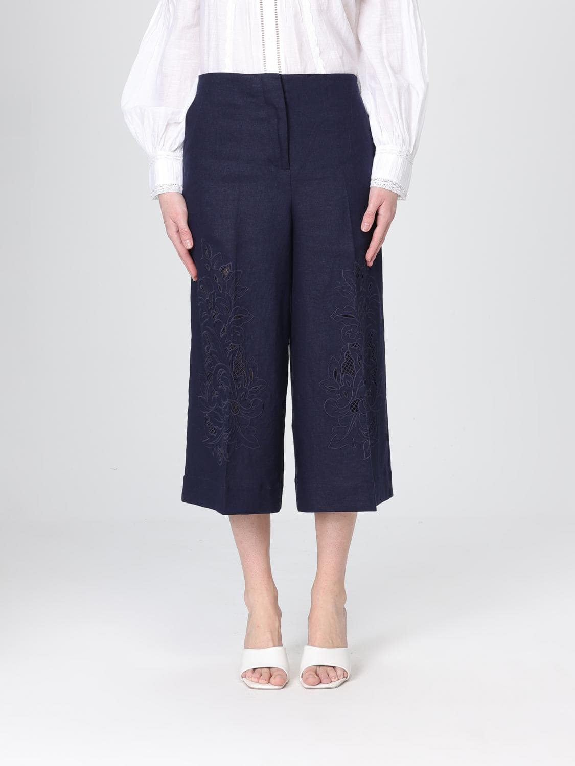 Twinset Linen Cropped Trousers