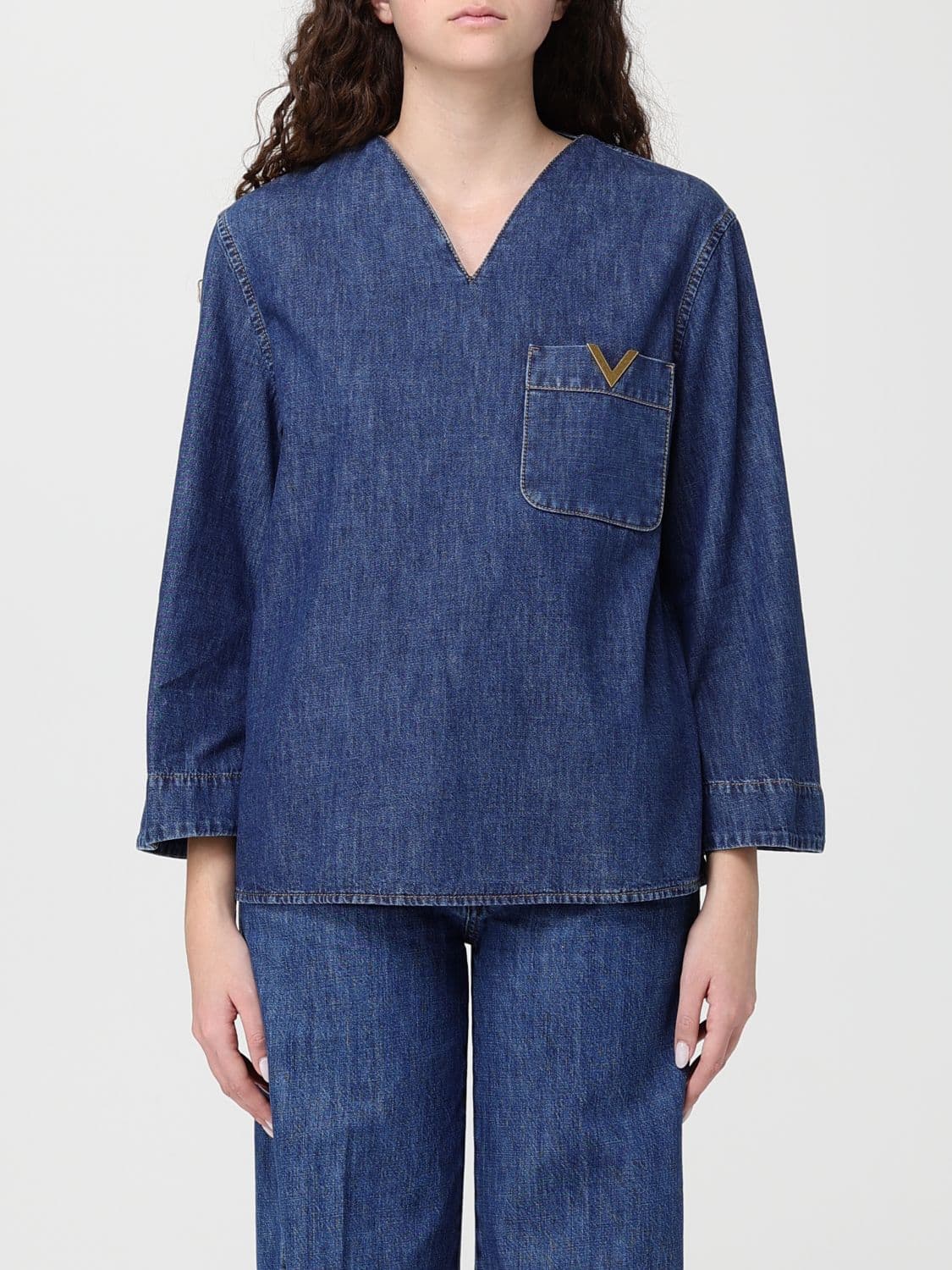 Valentino Cotton Denim Blouse