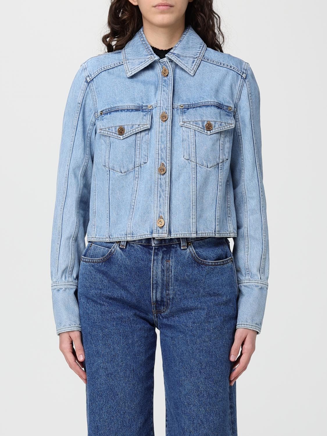 Balmain Crop Denim Jacket · 38