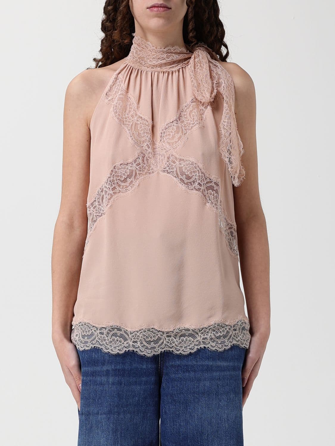 Pinko Top with Lace Inserts