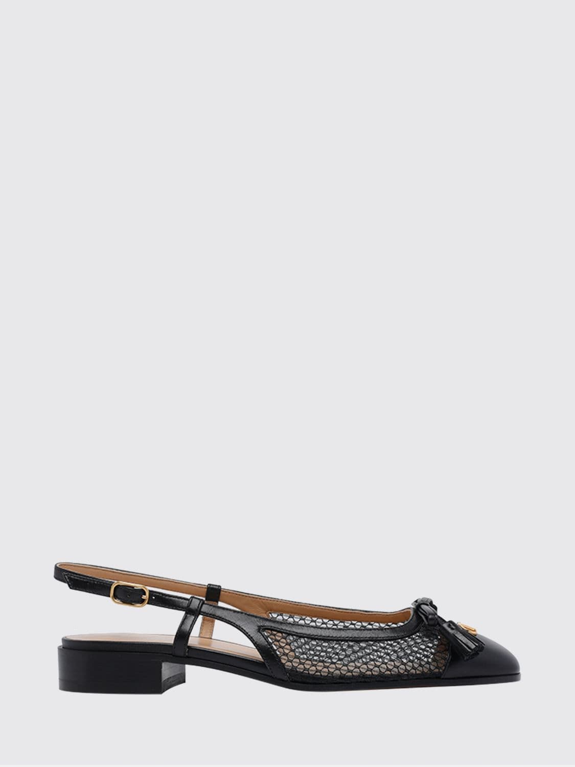 Valentino Garavani Valet Du Roi Leather and Mesh Nylon Ballerina Flats