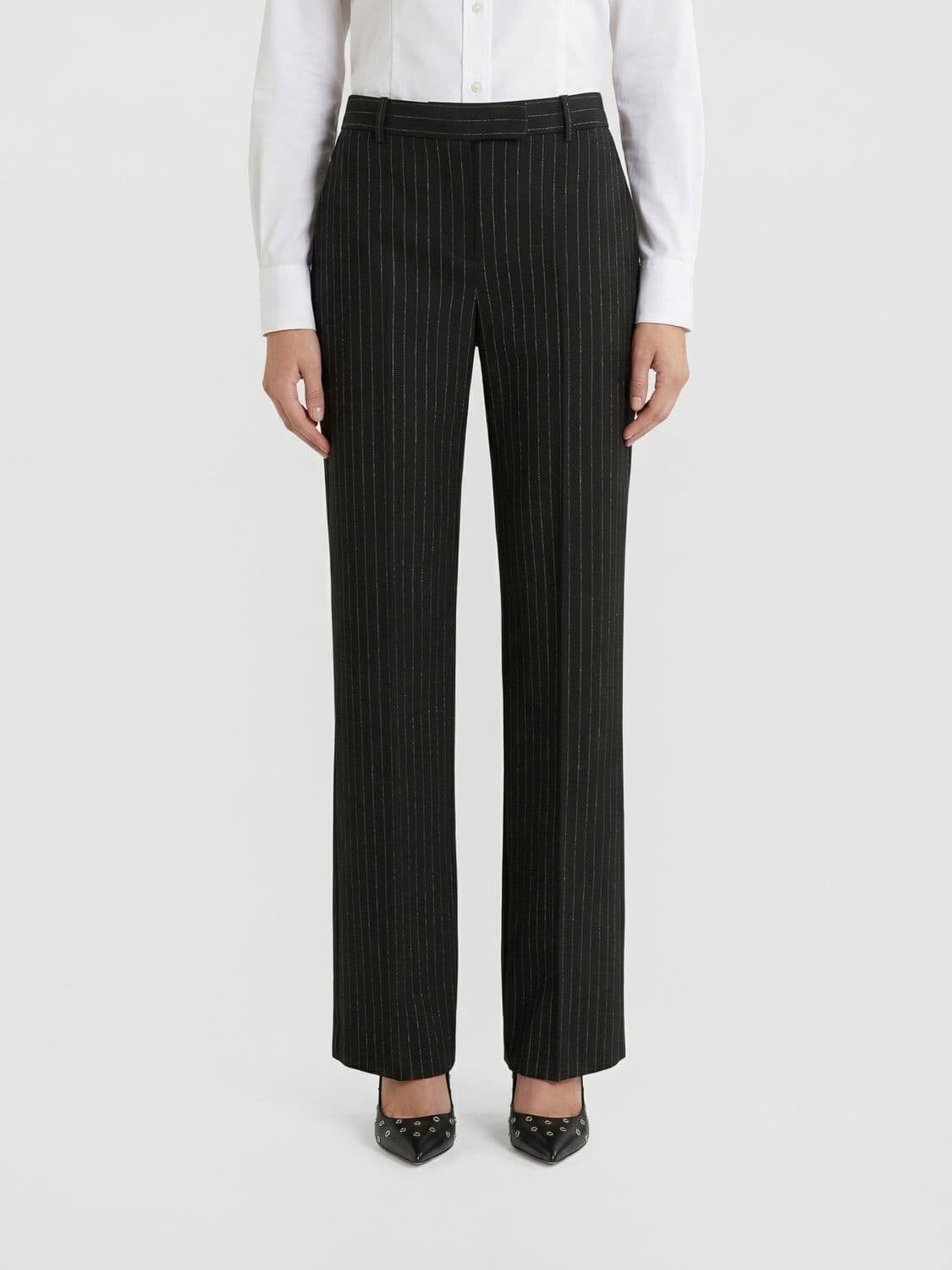 Mcqueen Pinstriped Wool Tailored Trousers · 40