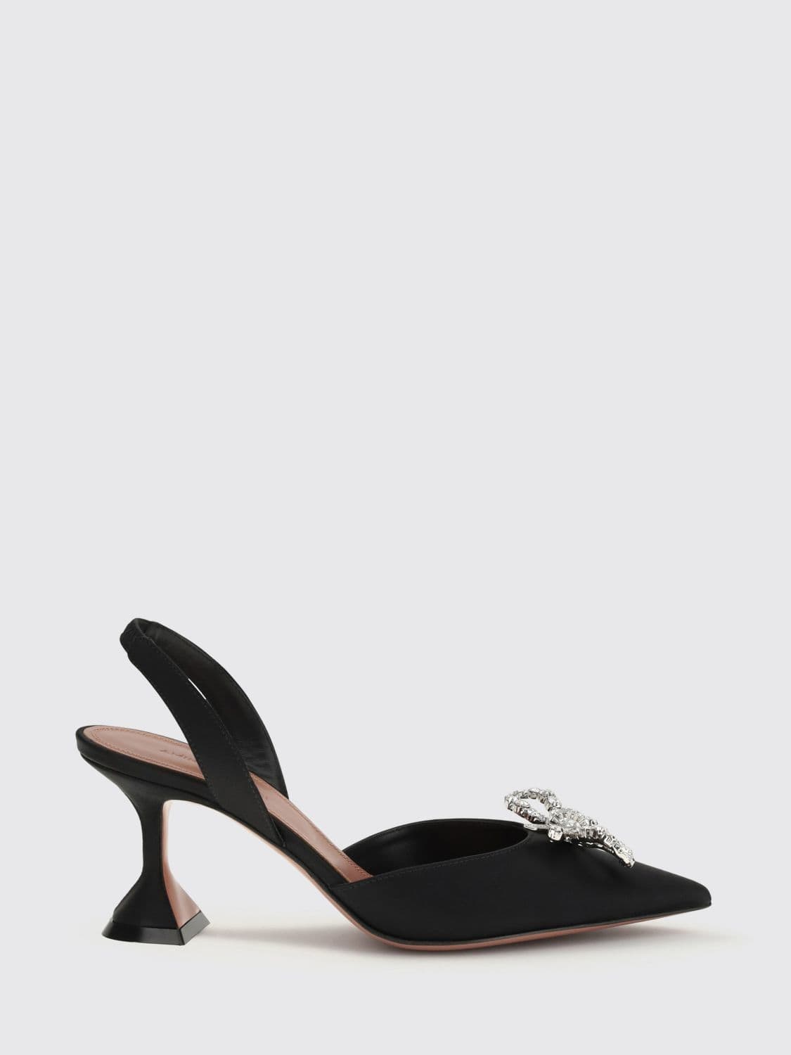 Amina Muaddi Rosie Satin Slingbacks with Jewel Buckle