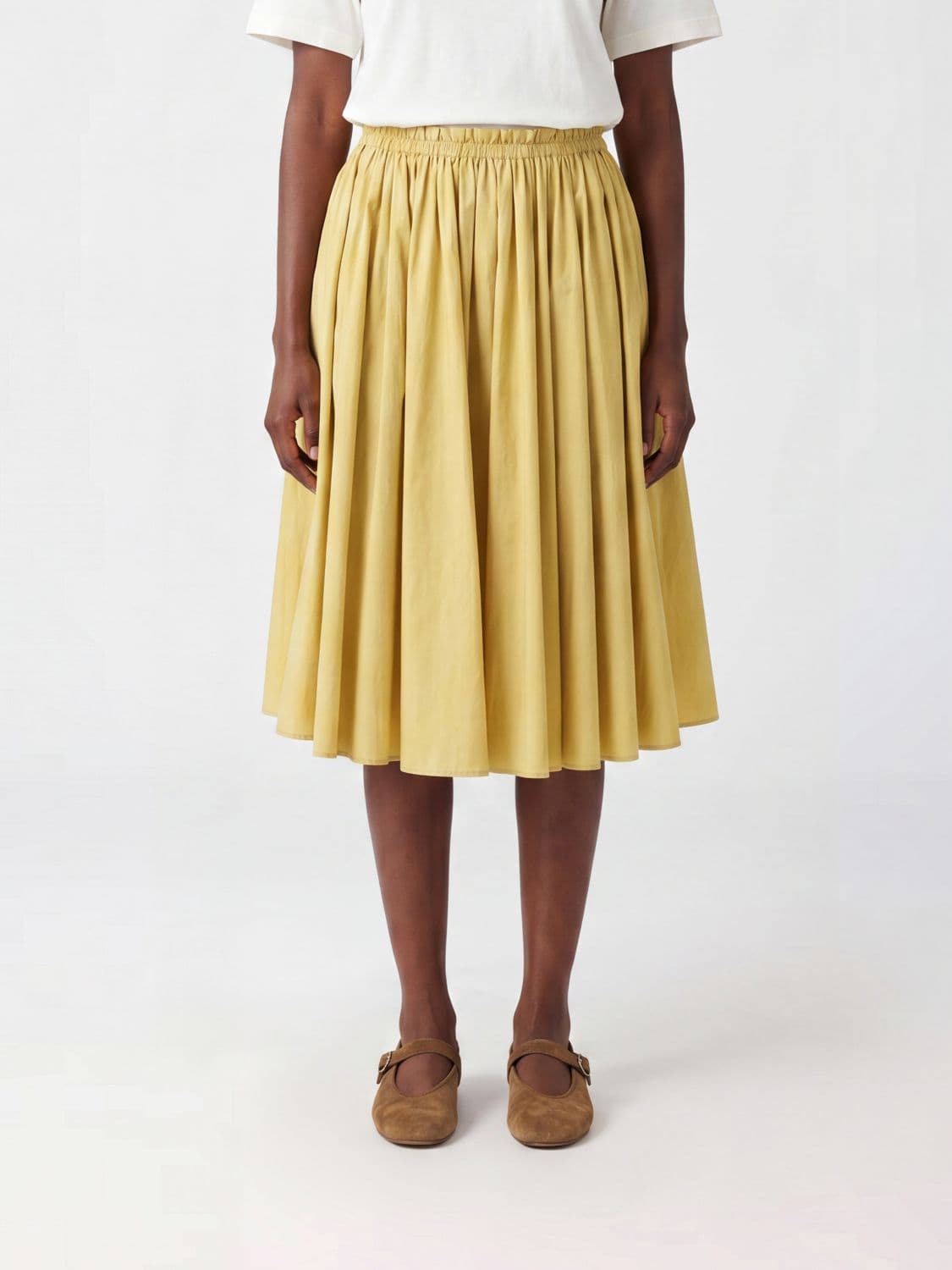 Ami Paris Pleated Cotton Skirt