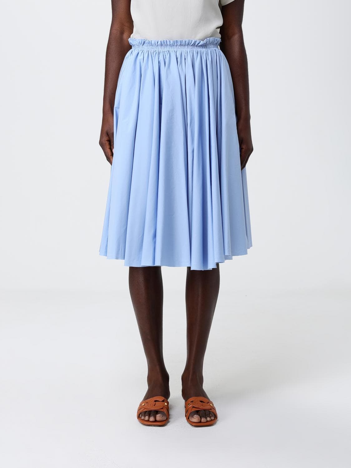 Ami Paris Pleated Cotton Skirt