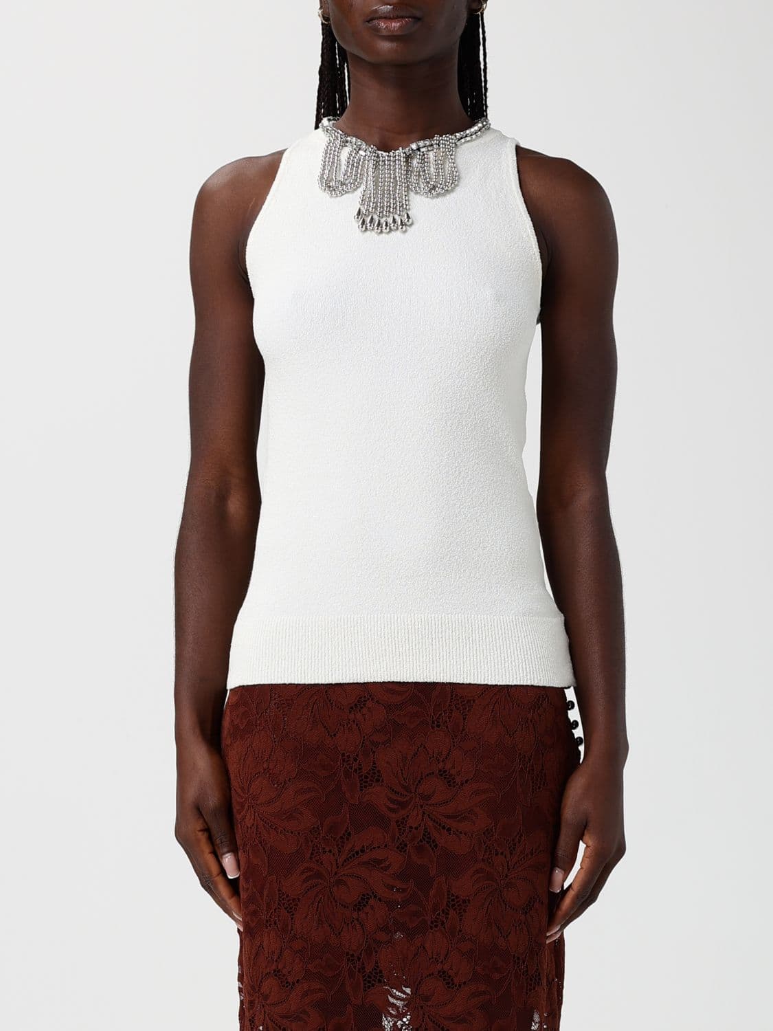Rabanne Viscose Top with Jewel Neckline