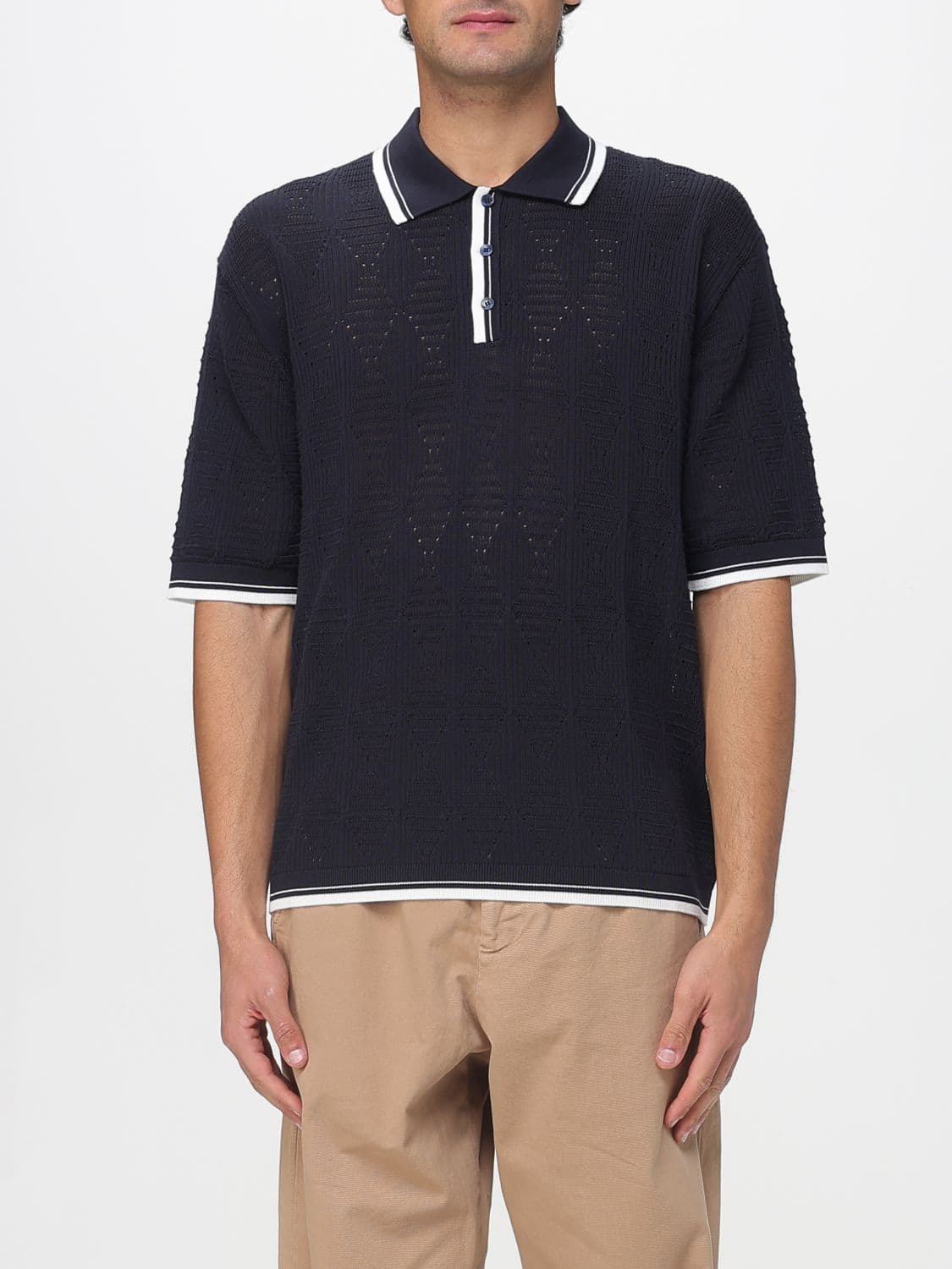 Laneus Knitted Cotton Polo Shirt
