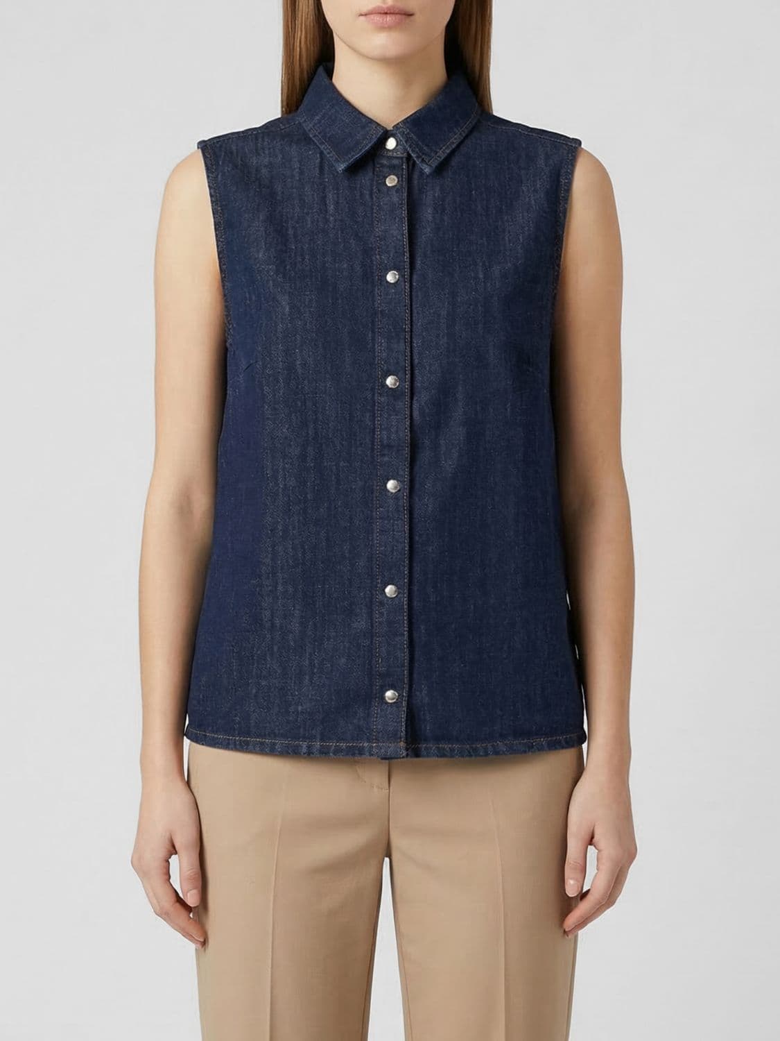 7 For All Mankind Sleeveless Denim Shirt