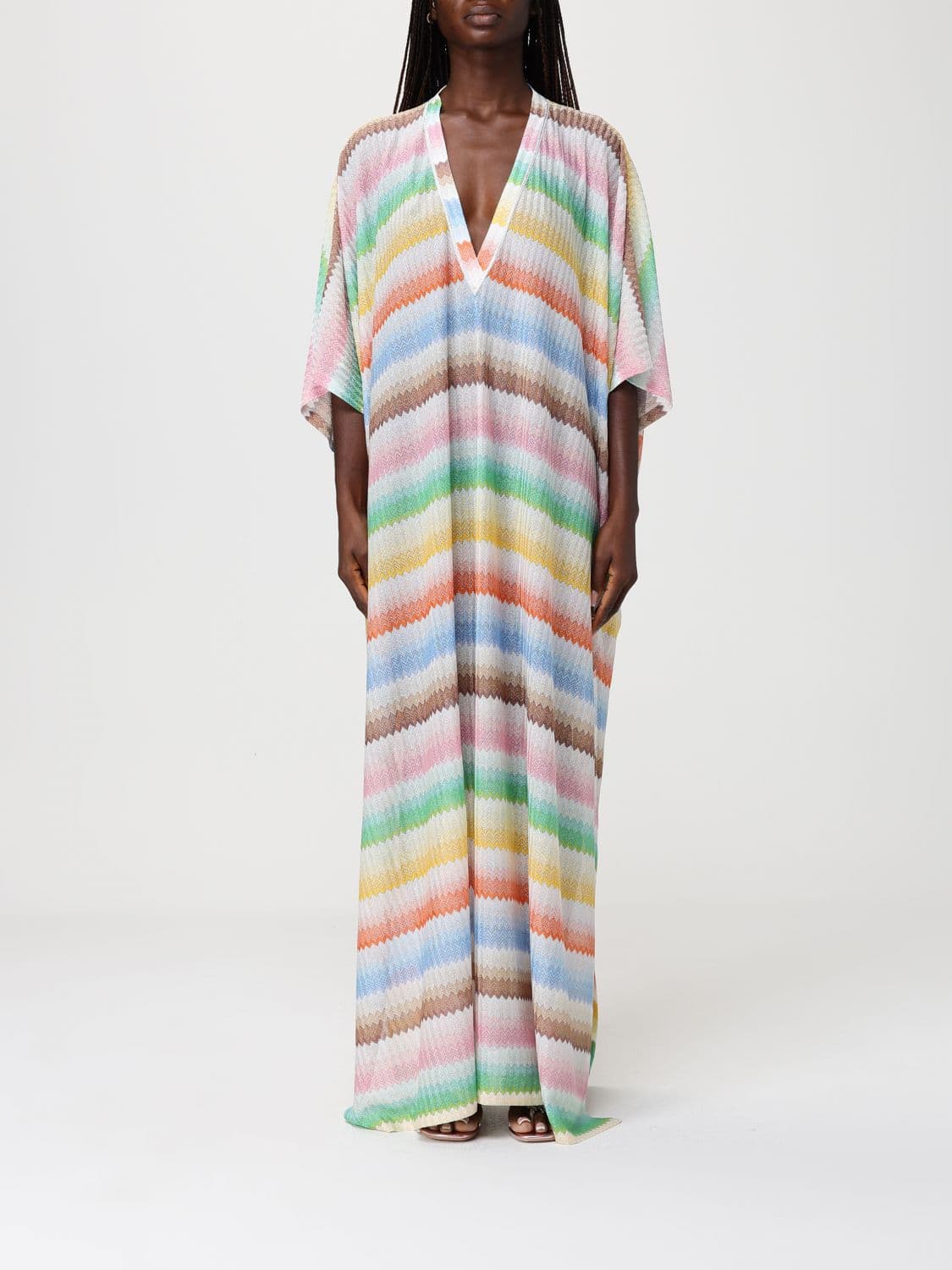 Missoni Multicolor Striped Viscose Kaftan Dress