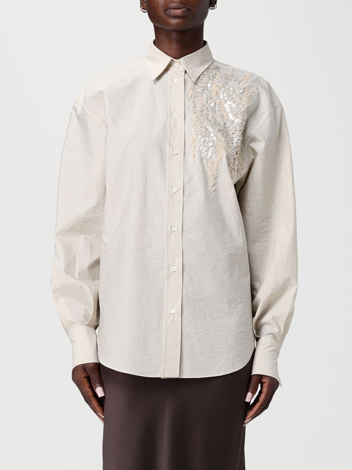 Brunello Cucinelli Cotton Blend Shirt With Sequins