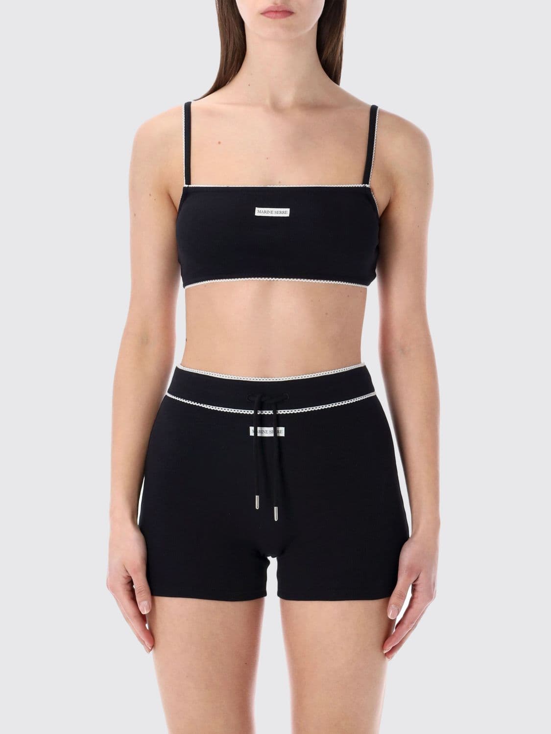 Marine Serre Cotton Crop Top with Logo