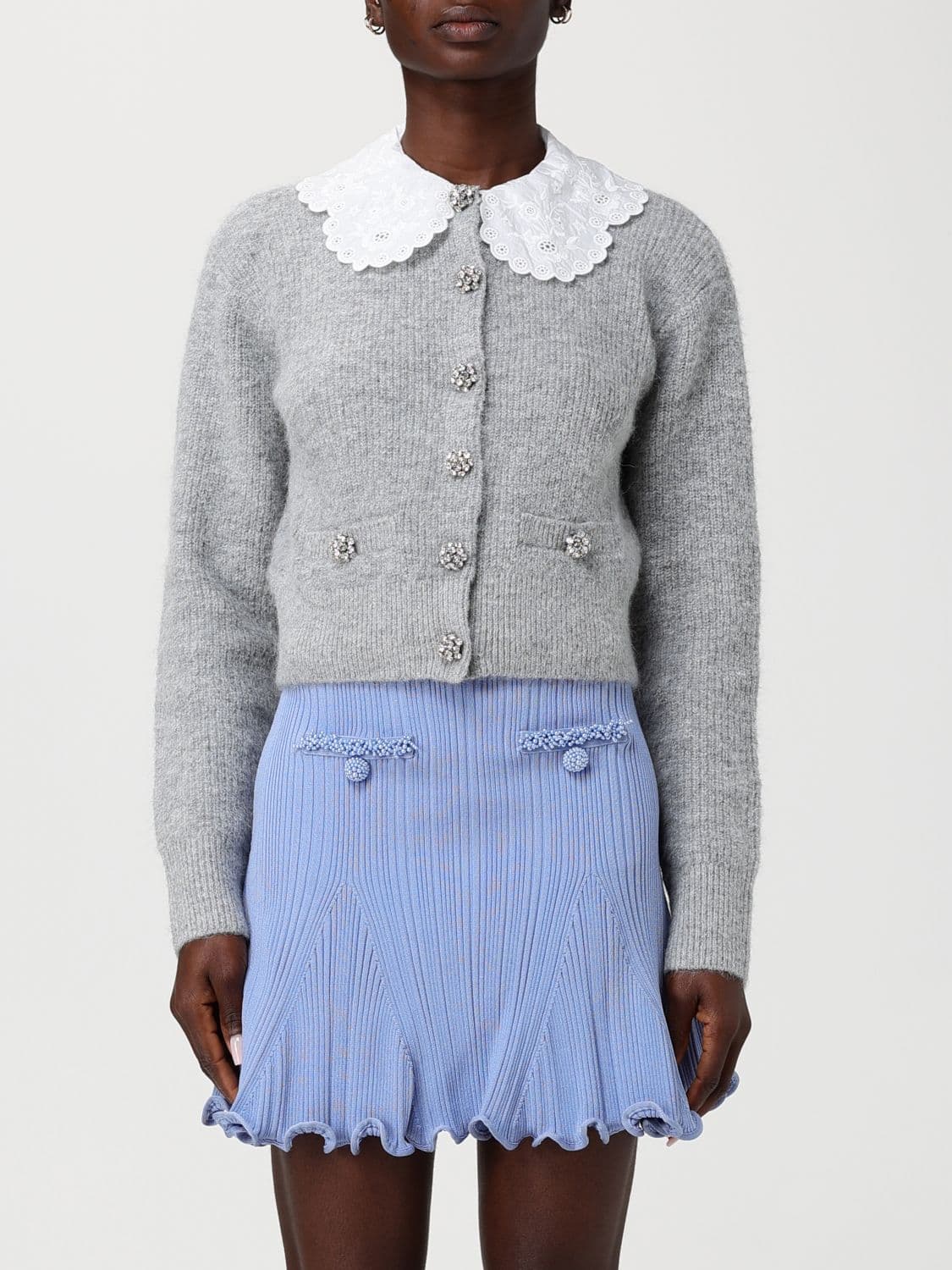 Self-Portrait Wool Blend Cardigan