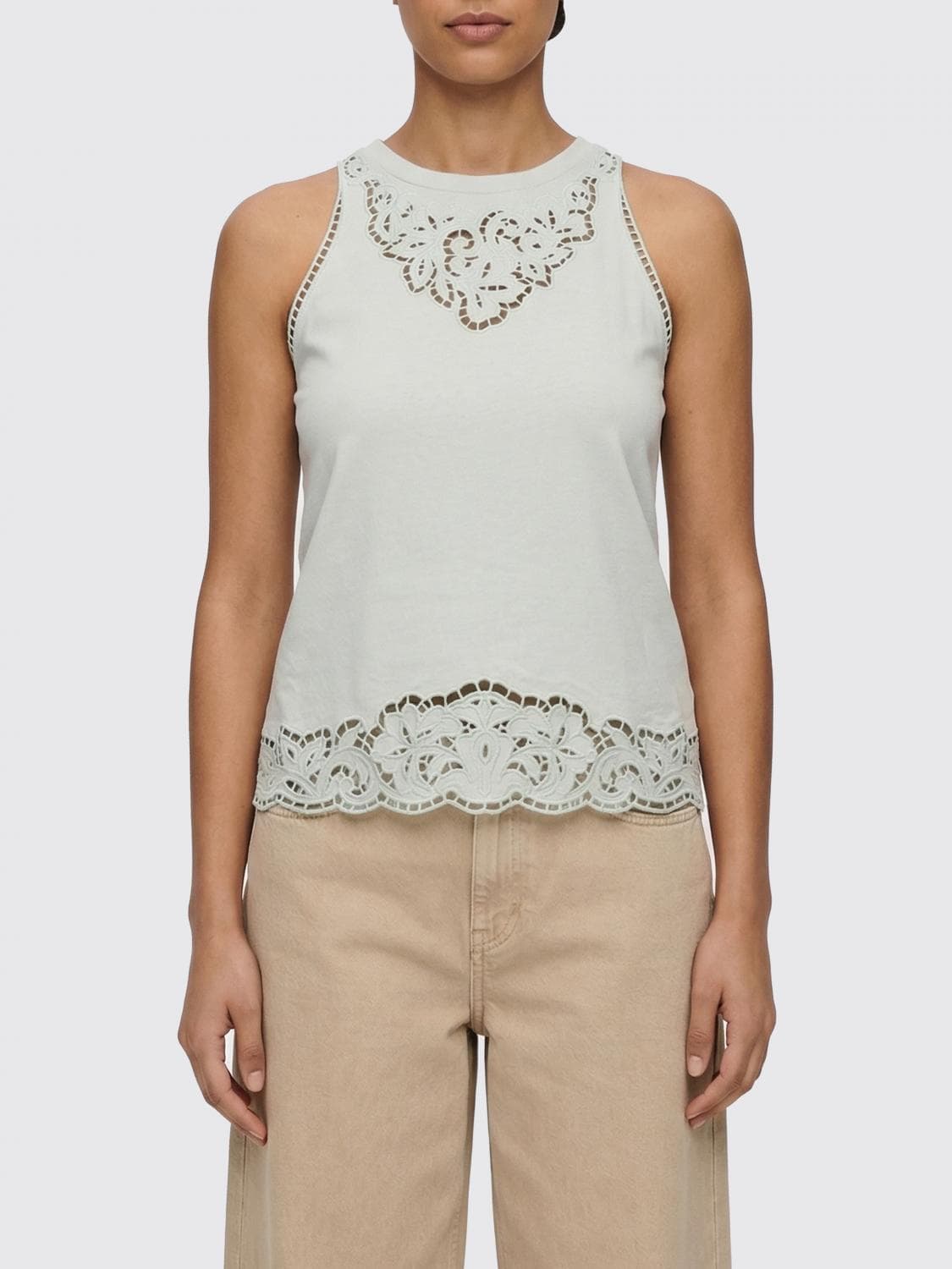 Twinset Cotton Top with Embroidery