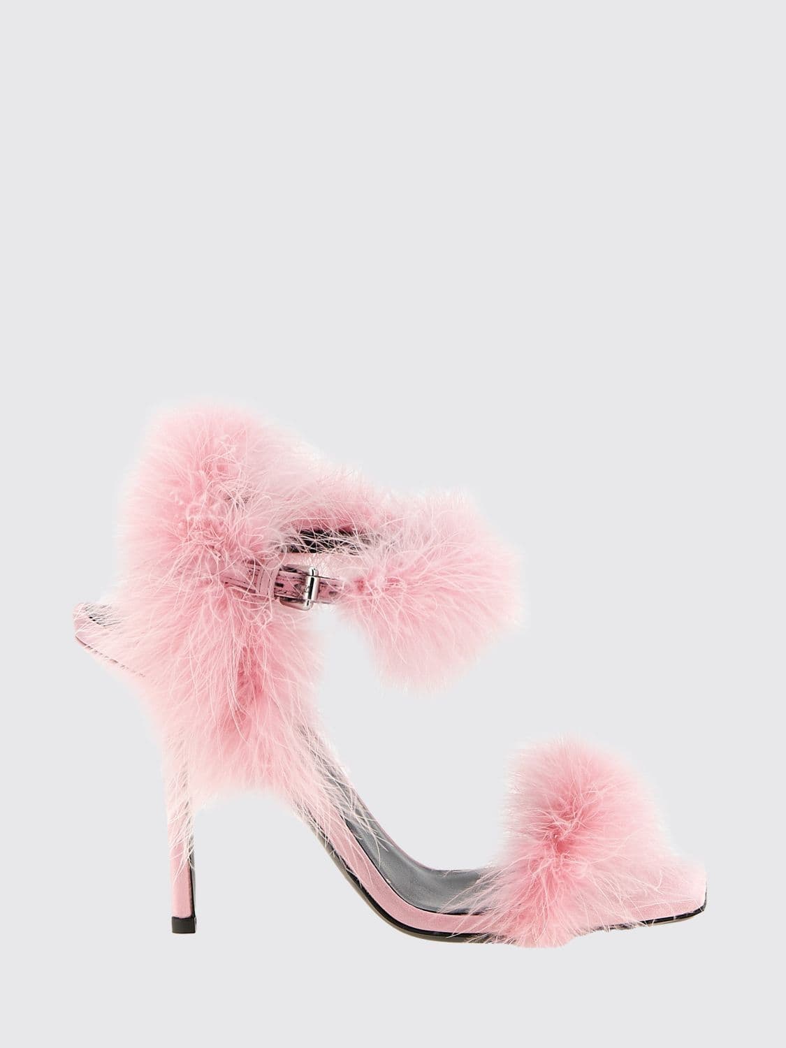 Moschino Couture Suede and Feather Sandals