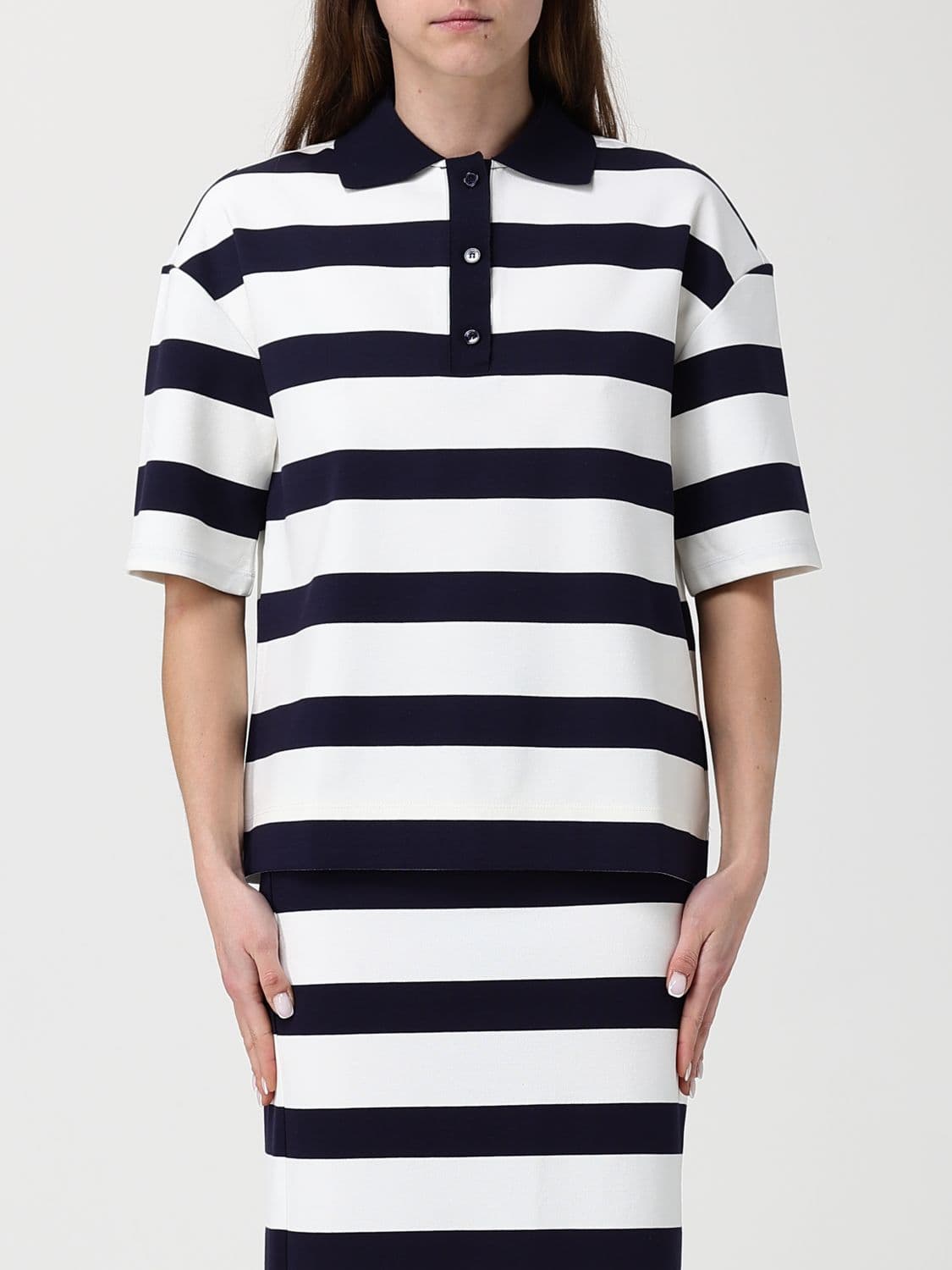 Mm Max Mara Striped Cotton Polo Shirt