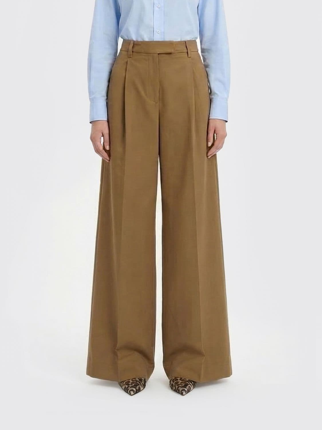 Thelatest Wide Leg Stretch Cotton Trousers
