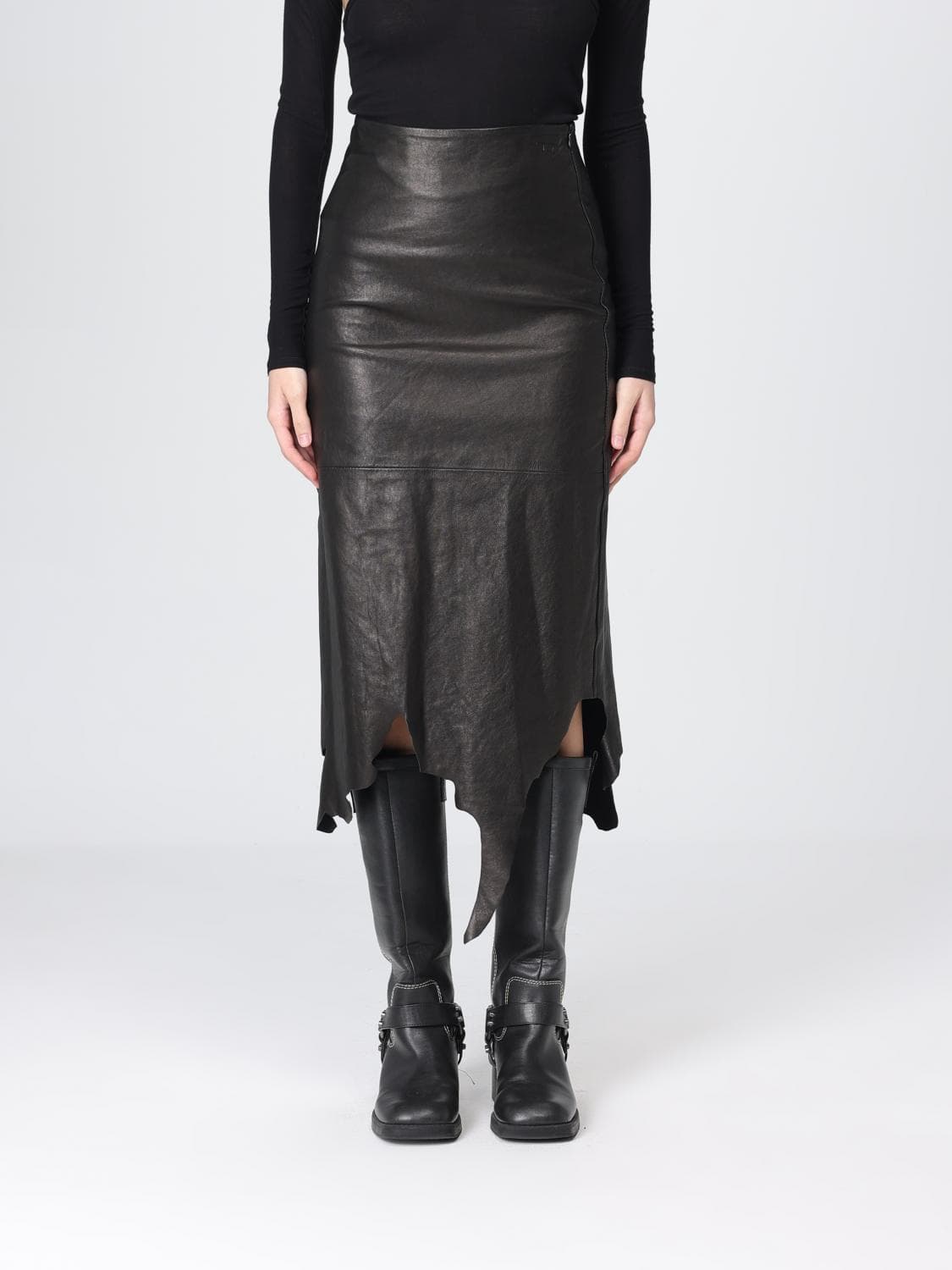 Diesel L-Torn Skirt in Nappa Leather