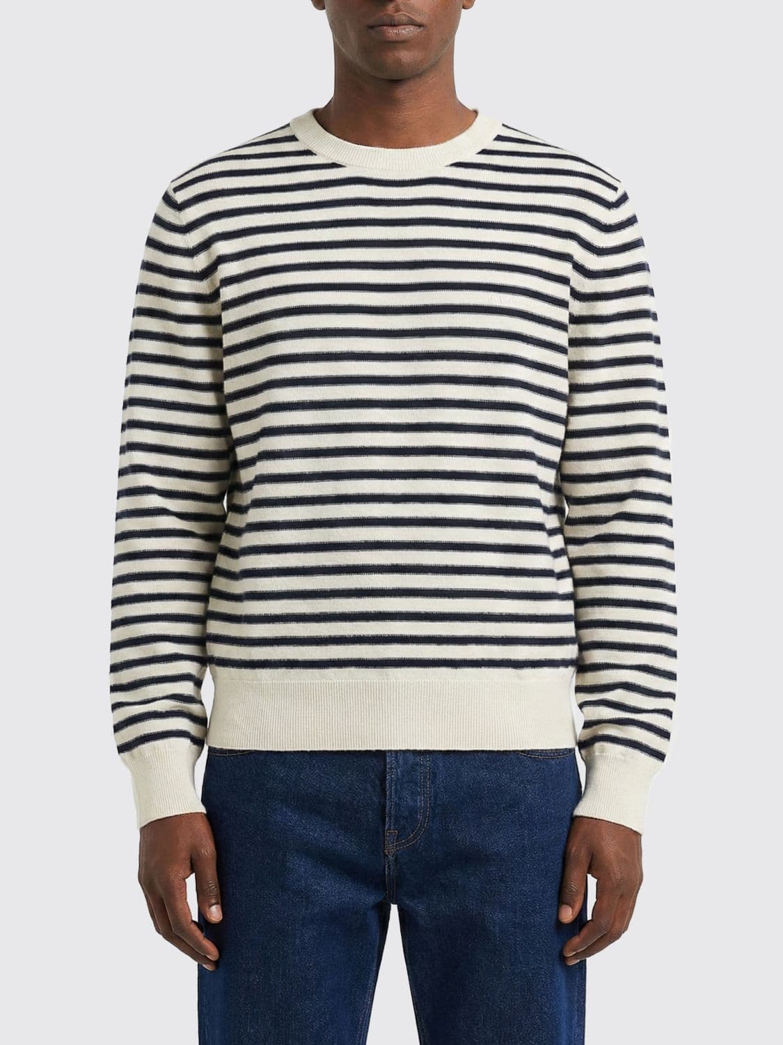 A.p.c. A. P.C. Striped Cotton and Cashmere Knit Top · M
