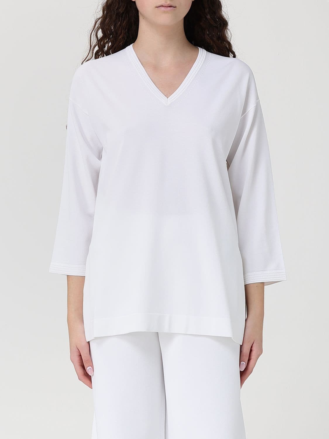 Max Mara Viscose Blend V-Neck Knit Top