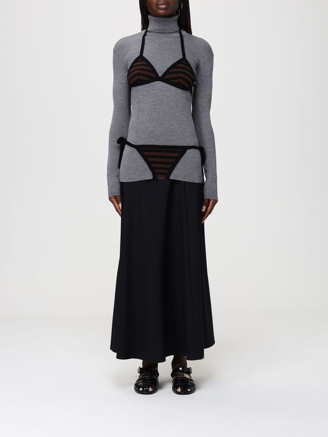 Moschino Couture Turtleneck Knit Top with Bikini Briefs