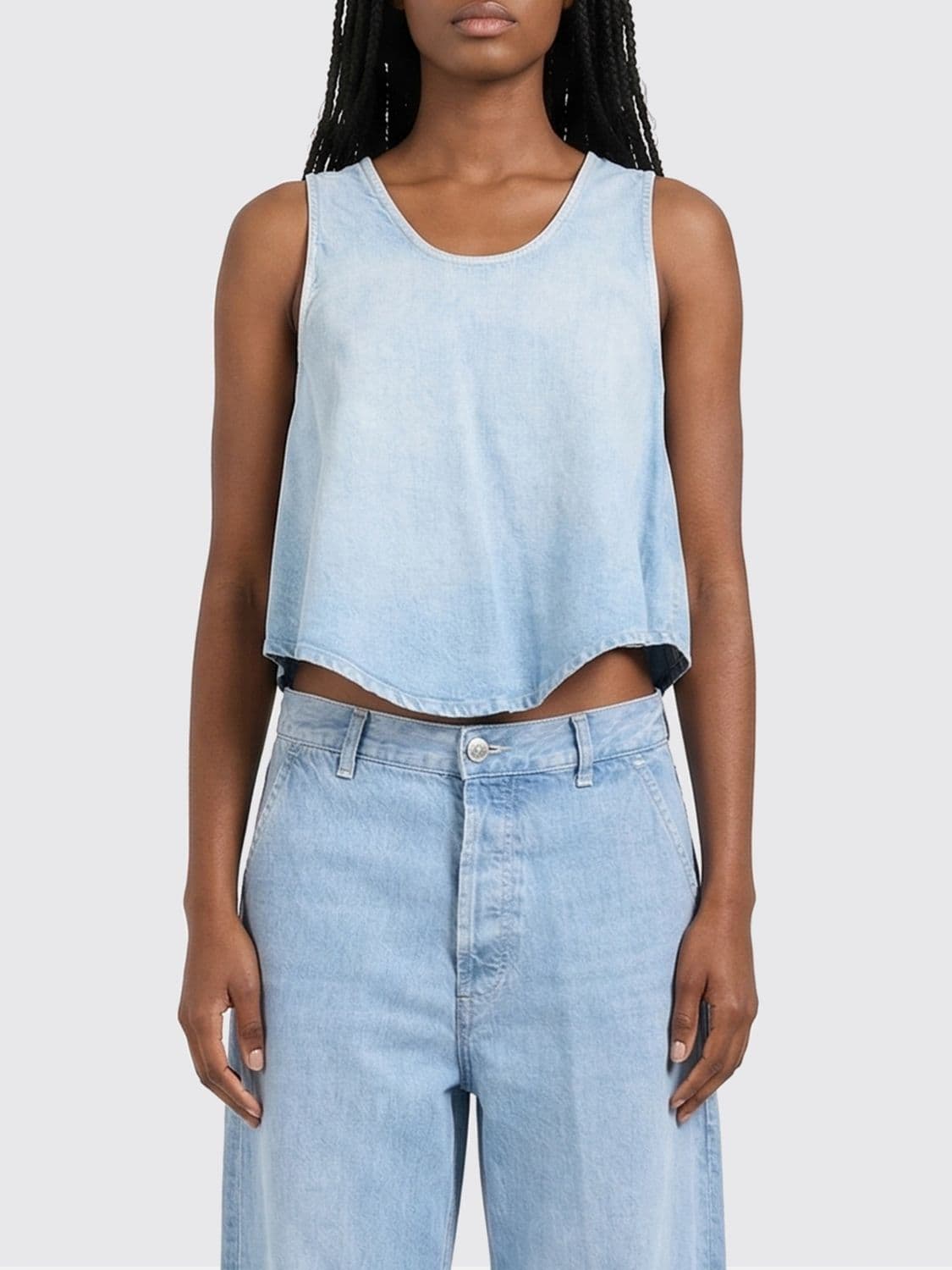 Dondup Denim Effect Lyocell Top