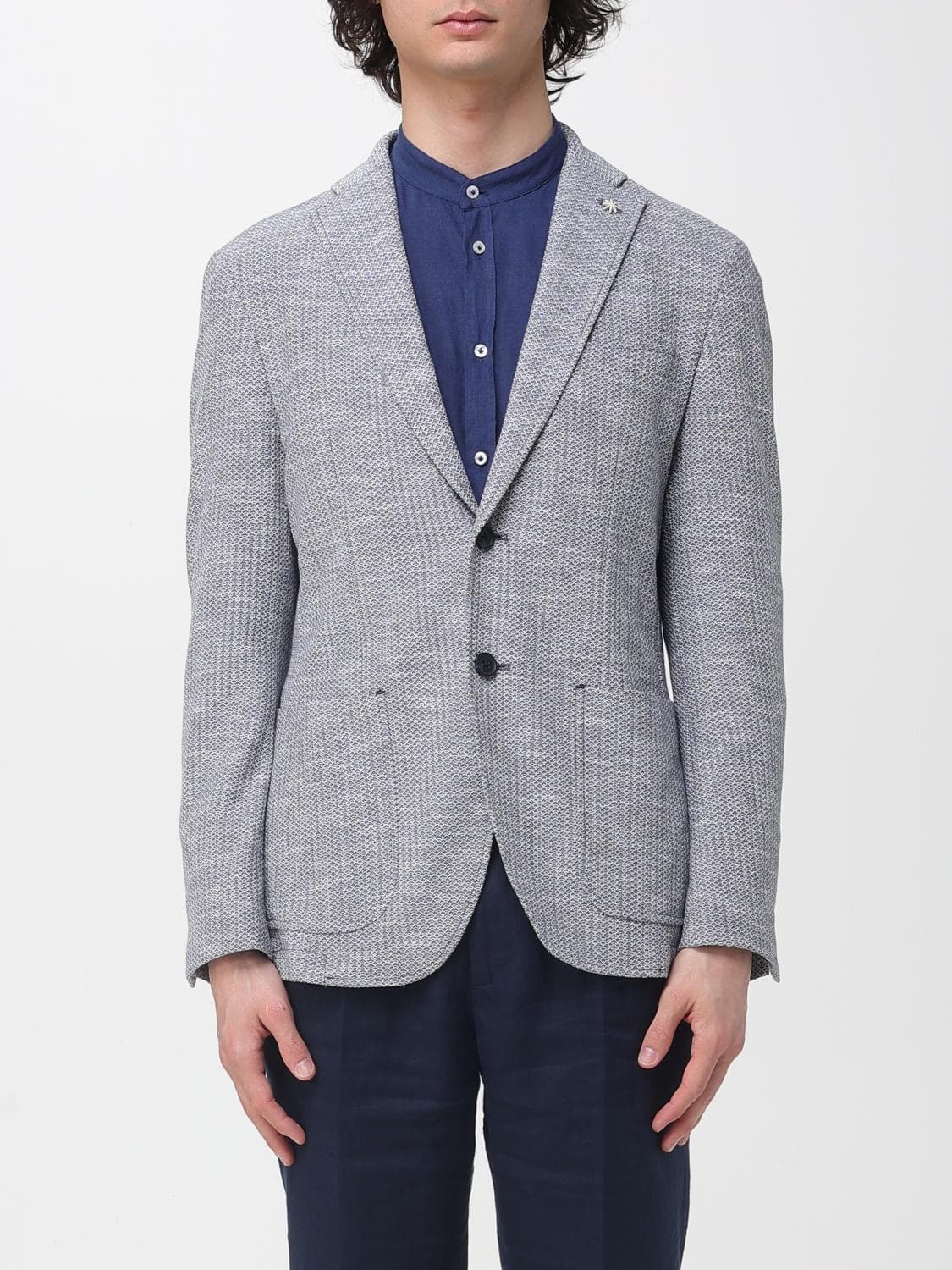 Manuel Ritz Cotton and Linen Single Breasted Blazer