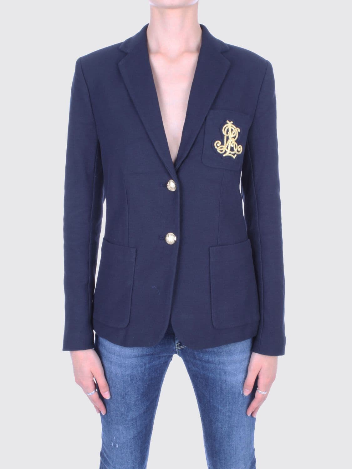 Lauren Ralph Lauren Single Breasted Cotton Blend Blazer