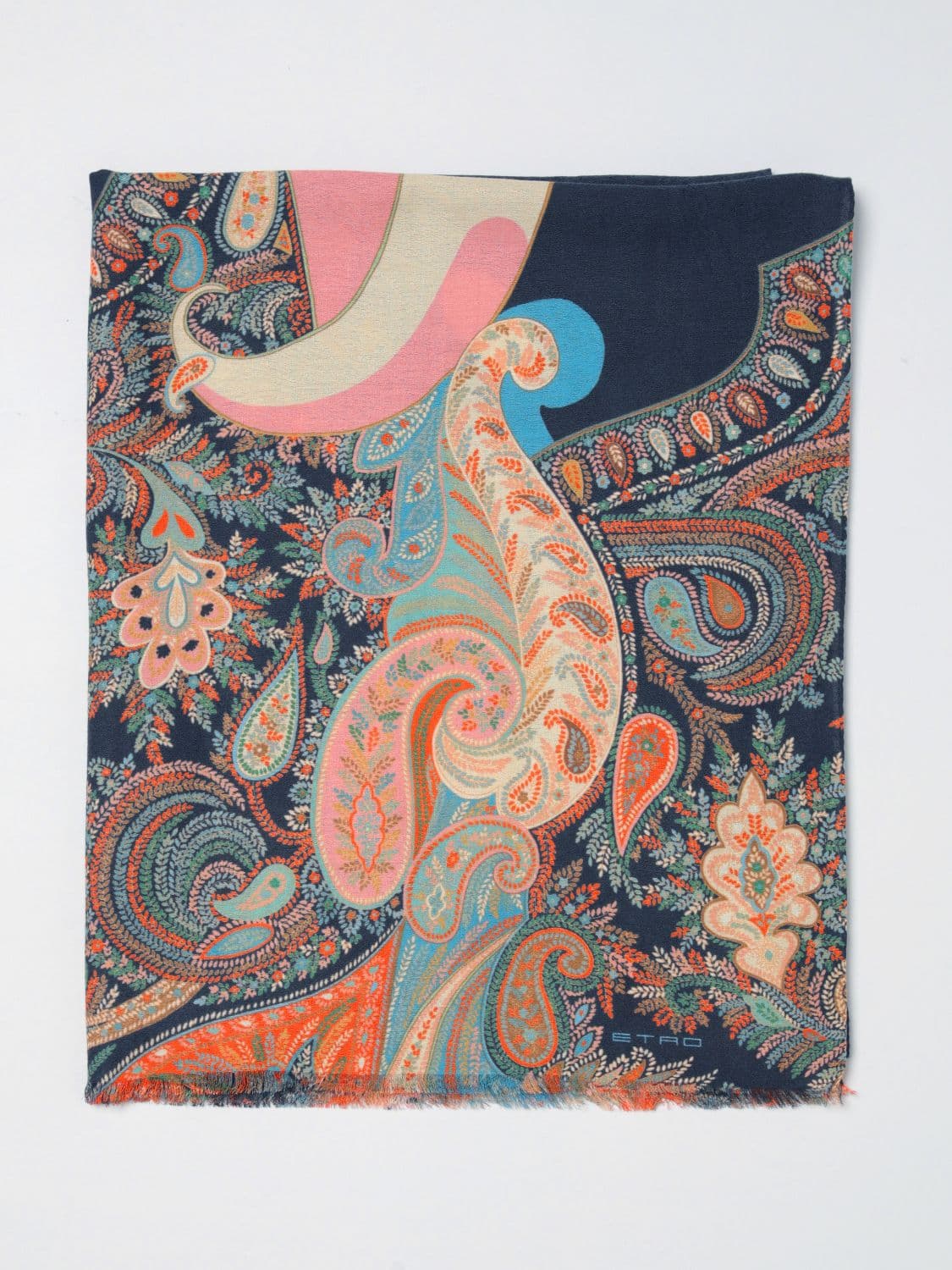 Etro Cotton Blend Scarf with Paisley Motif