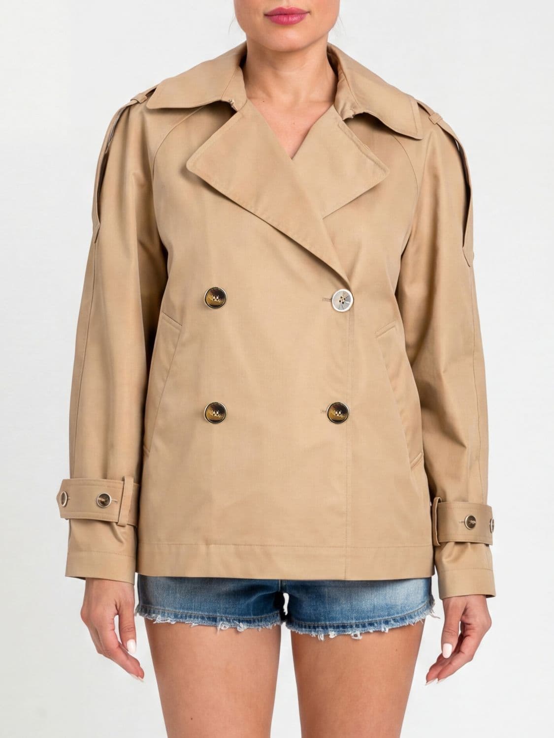 Twinset Double-Breasted Cotton Blend Trench Coat