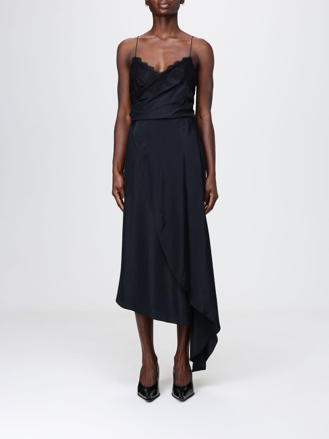 Moschino Couture Asymmetric Silk Blend Dress