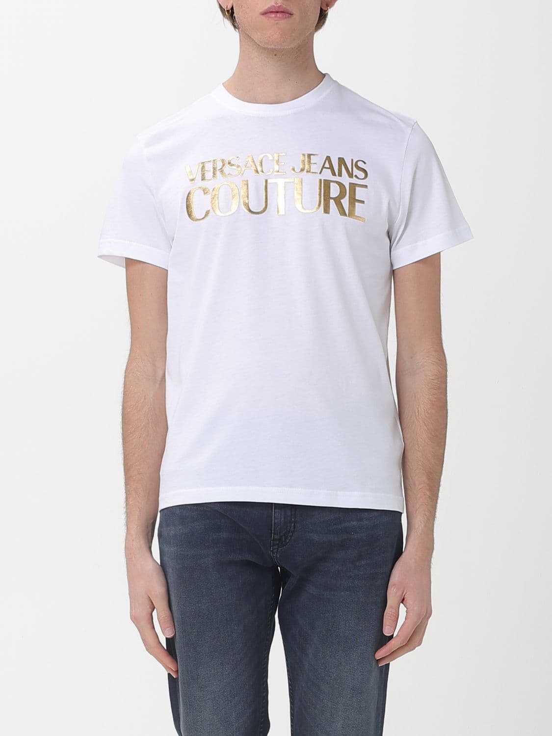 Versace Jeans Couture Cotton T-Shirt with Laminated Logo